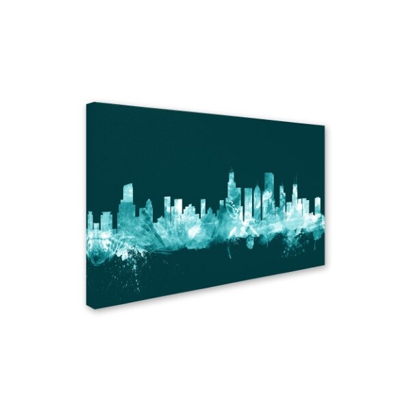 Michael Tompsett 'Chicago Illinois Skyline Teal' Canvas Art,16x24